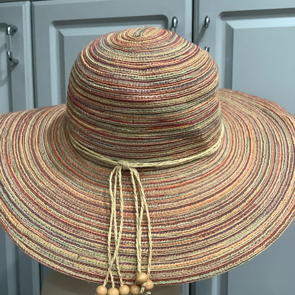 Sun Hat: Stylish Multicolor Wide Woven Brim Beach Wear, Cruise, Vacation Hat - Picture 7 of 7